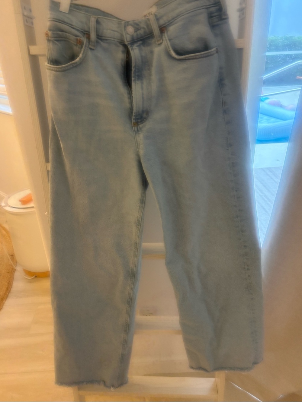 Agolde Light Blue Wide Leg Jeans frayed bottom size 27